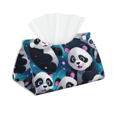 Round and Cute Panda Tissue Box Cover, Tissue Box Holder, Facial Box Cover for Storage on Bathroom Vanity, Countertop, Bedroom Dresser