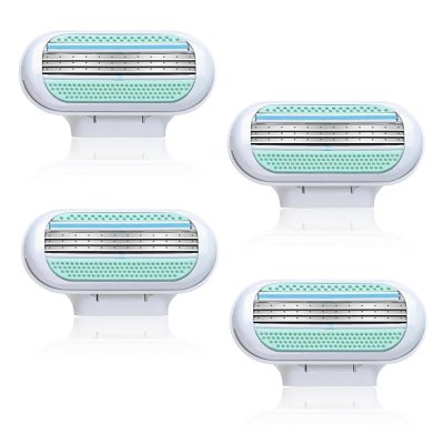 4 Packs Snap Razor Refills Compatible with Venus, Snap Razor Refill Blades, Blades for Women, 3-Layer Heads, Enhanced Smooth Shaving Performance (Blue)