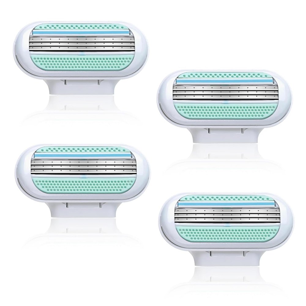 4 Packs Snap Razor Refills Compatible with Venus, Snap Razor Refill Blades, Blades for Women, 3-Layer Heads, Enhanced Smooth Shaving Performance (Blue)