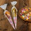 100Pcs Cellophane Cone Bags for Sweets, Sweet Cones Bags with Ties,13x25cm Party Cones Bags for Sweets, Triangle Transparent Sweet Cones for Snacks Popcorn Chocolates Candy view 3