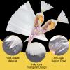 100Pcs Cellophane Cone Bags for Sweets, Sweet Cones Bags with Ties,13x25cm Party Cones Bags for Sweets, Triangle Transparent Sweet Cones for Snacks Popcorn Chocolates Candy view 4