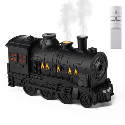 Steam Train Essential Oil Diffuser, 300ML Retro Train Aromatherapy Diffuser with Remote Control, 2 Color Lights, Cool Mist Humidifier with Auto Shut-Off Timer for Home Office Spa (Black)
