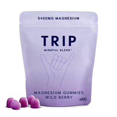 TRIP Magnesium Gummies, Wild Berry, 5,400mg Magnesium Citrate per pack, 90mg x 60 Gummies, Highly Absorbable, Electrolyte Balance, Plant-Powered, Sugar-Free & 3rd Party Tested
