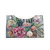 Cactus with Flowers and Feathers Tissue Box Cover, PVC Leather Tissue Box Holder Napkins Box Covers for Home/Office/Car Decoration view 2