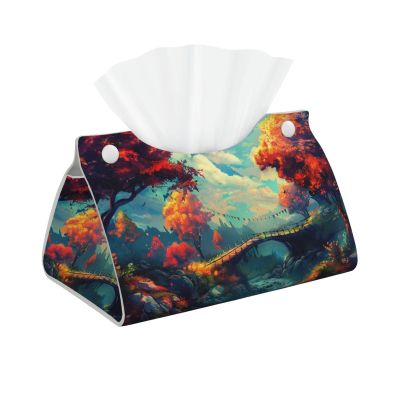 Landscape with Bridge Painting Tissue Box Cover, Tissue Box Holder, Tissue Holders Decorative Organizer for Home Decor, Tabletop and Car