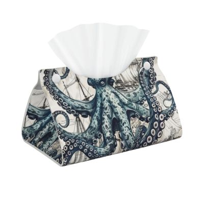Nautical Map with Octopus and Ship Tissue Box Cover, Tissue Box Holder, Tissue Holders Decorative Organizer for Home Decor, Tabletop and Car