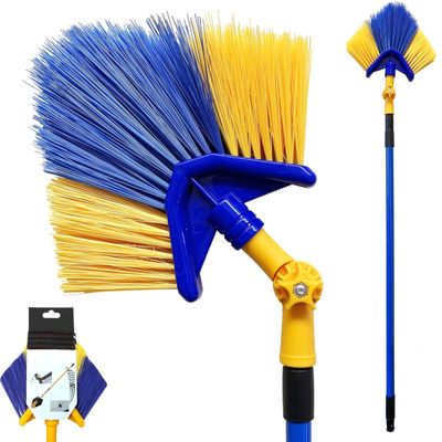 3M Angled Head Cobweb Brush with Extendable Telescopic Handle - 180 Swiveling Feather Duster for High Ceilings, Fans, Cornices - Washable & Adjustable 3M Length