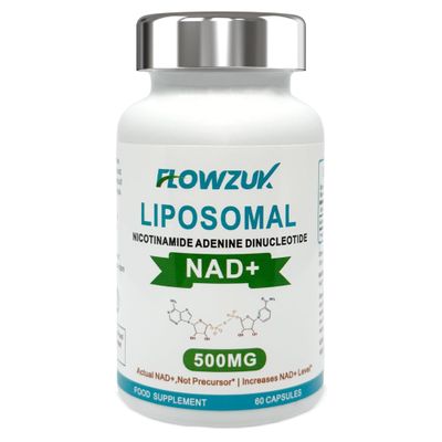 Flowzuk NAD+ Supplement - 500mg High Strength Energy Booster, Antioxidant & Anti-Ageing - Max Absorption Nicotinamide - Vegan, Non-GMO - 60 Capsules