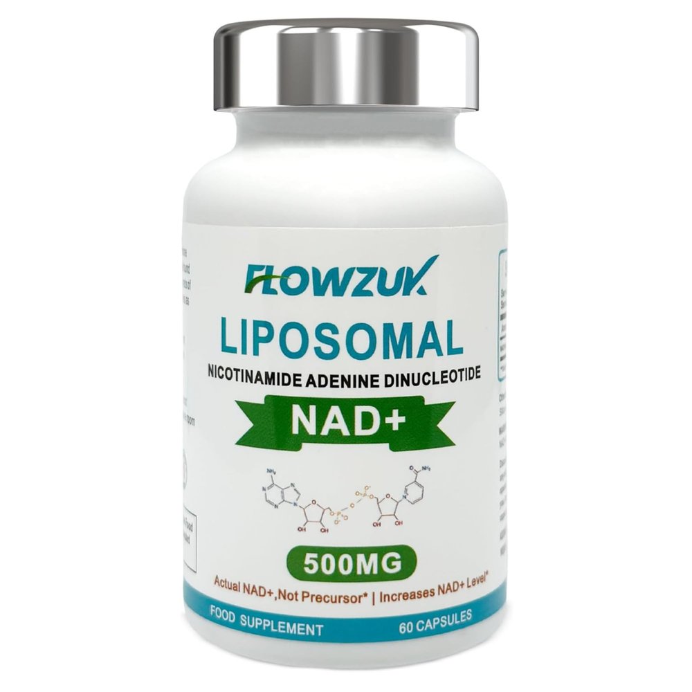 Flowzuk NAD+ Supplement - 500mg High Strength Energy Booster, Antioxidant & Anti-Ageing - Max Absorption Nicotinamide - Vegan, Non-GMO - 60 Capsules
