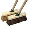 10" inch TWIN PACK OF TRADITIONAL WOODEN SWEEPING BRUSHES - x 1 STIFF OUTDOOR YARD SWEEPING BRUSH AND x 1 SOFT COCO BROOM WITH HANDLES view 1