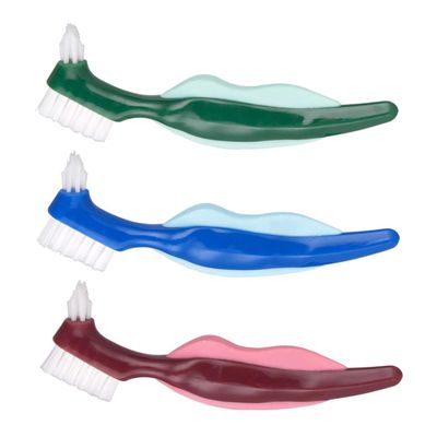 Anneome Double-Headed Denture Cleaning Brush with Three Colour Options for Easy Identification and Oral Hygiene Maintenance
