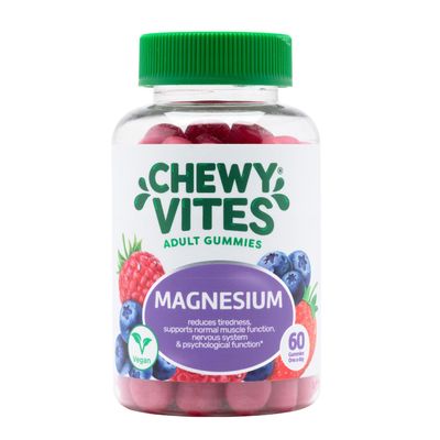 Chewy Vites Adult Gummies Magnesium Citrate 736mg Offering 82.5mg of Elemental Magnesium, 60 Vitamin Gummies, 2 Months Supply, Real Fruit Juice, Vegan, Berries Flavour