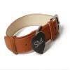 BDSM collar in tan colour with slut tag view 3