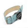 Leather BDSM collar blue Daddy's Property DDLG view 1