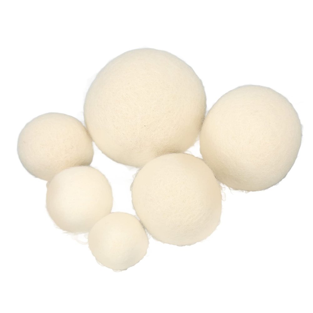 Wool Dryer Balls, Pack of 6, Energy Saving, Wrinkle Reduction, Reusable Fabric Softener Ball for Household Laundry