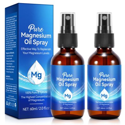 Magnesium Oil Spray60 ml 2 Pack Sleep Magnesium SprayReplenish Body's MagnesiumMagnesium Spray for FootQuick Absorption, Muscle Recovery and Leg Cramps Gluten Free - 2.02 fl oz