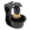 ANKROYU 3PCS Shaving Brush Set, ABS Nylon Shaving Brush Kit, Wear Resistance Beard Shaving Brush, Shaving Bowl, Shaving Stand for Men view 1