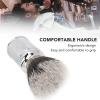 ANKROYU Men Lathering Brush, Aluminum Nylon Hair Barber Lathering Brush, Anti Slip Handle Beard Lathering Brush, Beard Foaming Brush for Men view 4