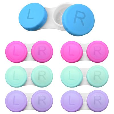 LICQIC Contact Lens Cases with Left/Right Caps, Contact Lenses Holder Box, Portable Leak-Proof Contact Lens Container for Home Travel Outdoor, 4 Colors