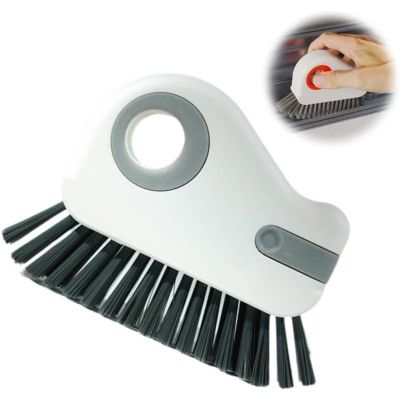 2 in 1 Window Groove Cleaning Brush,Multipurpose Hard Bristle Crevice Cleaning Tool for Cleaning Window Tracks, Shutters, Doors, and Kitchen Includes Window Sill Cleaner (Grey)