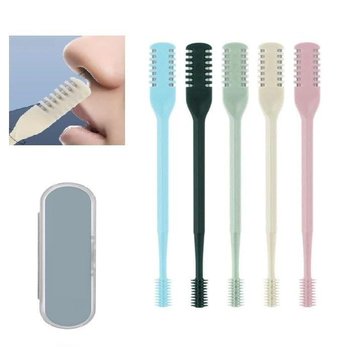 2-in-1 Nasal Hair Cutter,2024 New Nostril Hair Remover Tool, Double Sided Nose Hair Knife, Portable Manual 360 Rotating Nose Hair Trimmer with Ear Picker for Women Men (5 Colors, 5 PCS)