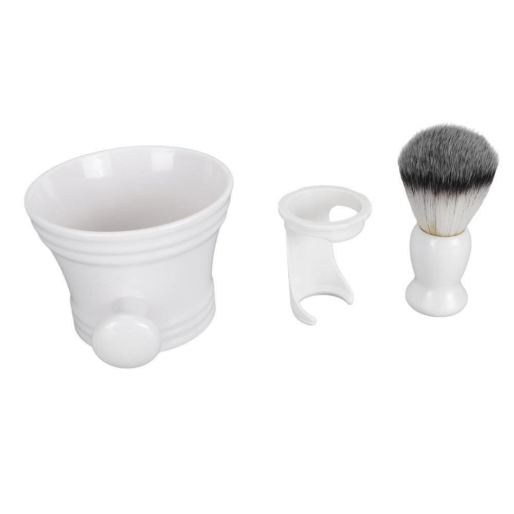 ANKROYU Beard Foam Brush Set, Plastic Nylon Hair Men Beard Foam Brush Set, Beard Foam Brush Soap Bowl Set, Beard Foam Grooming Brush for Home Barber Shop
