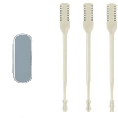 2-in-1 Nasal Hair Cutter,2024 New Nostril Hair Remover Tool, Double Sided Nose Hair Knife, Portable Manual 360 Rotating Nose Hair Trimmer with Ear Picker for Women Men (Off White, 3 PCS)