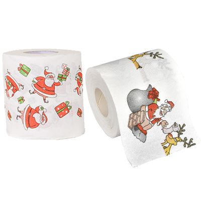 Christmas Toilet Paper 2 Rolls Santa Claus Printed Christmas Toilet Roll Funny Merry Xmas Toilet Paper Bulk for Bathroom Decor Stocking Stuffers Party Favors Xmas Decor