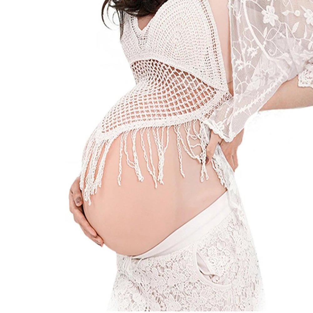 YJFEDCC Super Realistic Silicone Belly, Artificial Fake Pregnant Belly with Realistic Skin, Flat Silicone Fake Belly, Artificial Silicone Soft Belly, for Cross-Dressing,8 to 10 months