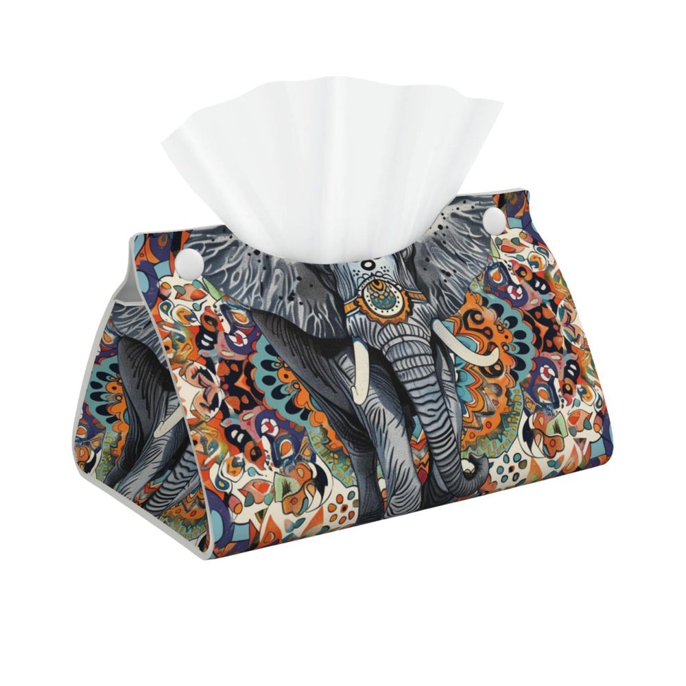 Aztec Elephant Tissue Box Cover Tissue Box Holder Tissue Box Dispenser for Facial Tissue, Napkins, Dryer Sheets