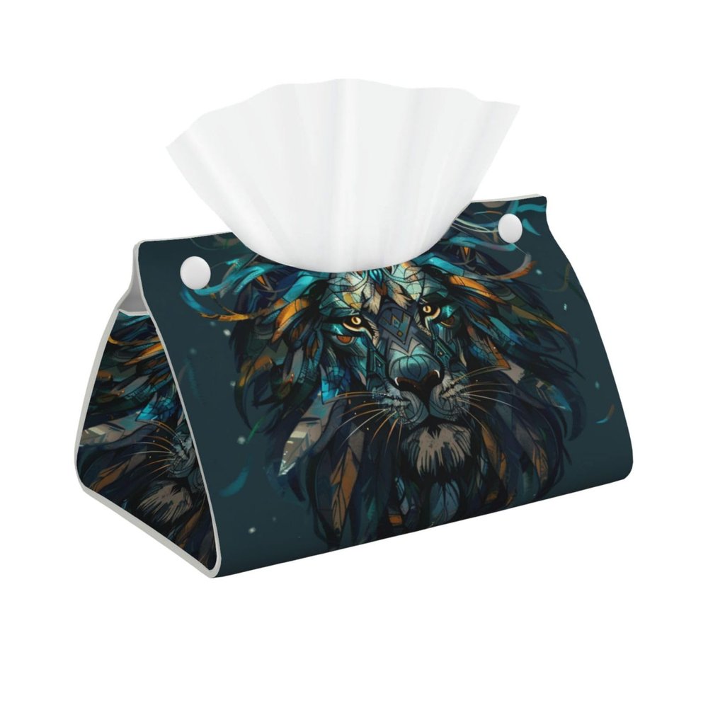 Animal Lion's Head Tissue Box Cover, Tissue Box Holder, Tissue Holders Decorative Organizer for Home Decor, Tabletop and Car