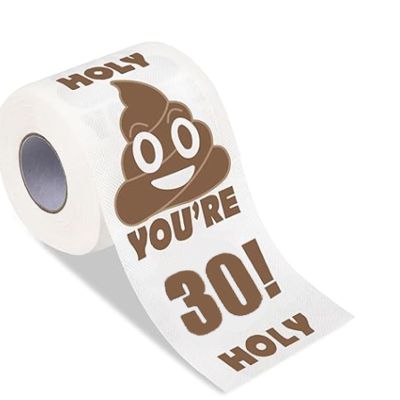 VZU Funny Toilet Paper, Poop Printed Toilet Paper (30th Birthday), Best Friend Birthday Gag Gift, Unisex, for Birthday Gifts, Party Favors Fillers, Gags (1pc Funny Toilet Paper-30 y/o)