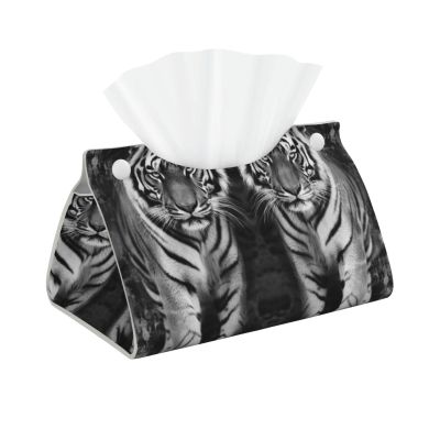 Wildlife Tigers Tissue Box Cover, Facial Tissue Holder, Decorative Napkin Dispenser Organizer for Car, Home, Office Accessories