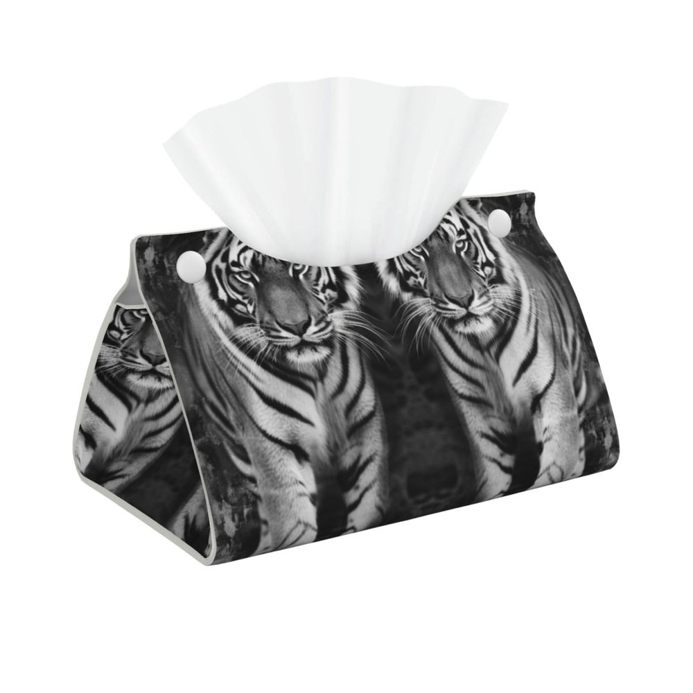 Wildlife Tigers Tissue Box Cover, Facial Tissue Holder, Decorative Napkin Dispenser Organizer for Car, Home, Office Accessories