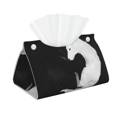 Black and White Animals Tissue Box Cover, Tissue Box Holder for Tabletop Desk, Decorative Box Covers, Accessories for Home Car Office