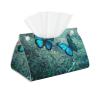 Blue Butterflies in Window Tissue Box Cover, Tissue Box Holder, Facial Box Cover for Storage on Bathroom Vanity, Countertop, Bedroom Dresser view 1