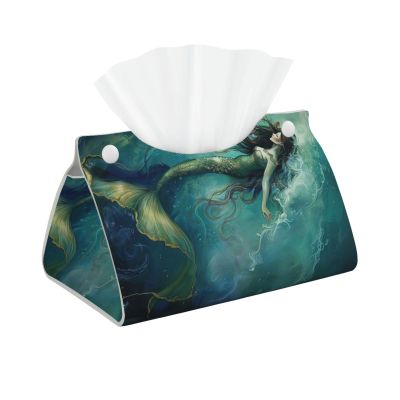 Mermaid Floating in The Water Facial Tissue Holder Tissue Box Cover, Tissue Box Holder for Bathroom, Desks, Car, Vanity, Night Stands