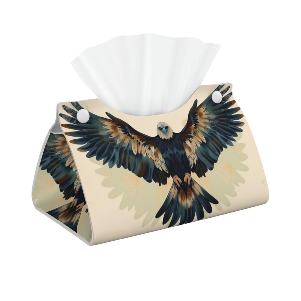 Eagle with Wings Spread Tissue Box Cover, PVC Leather Tissue Box Holder Napkins Box Covers for Home/Office/Car Decoration