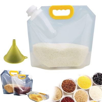 10Pcs 1.5L Food Storage Bags, Grain Moisture-proof Sealed Bag, StandUp Food Bags Large Reusable Sealed Bag with Handle, Cap