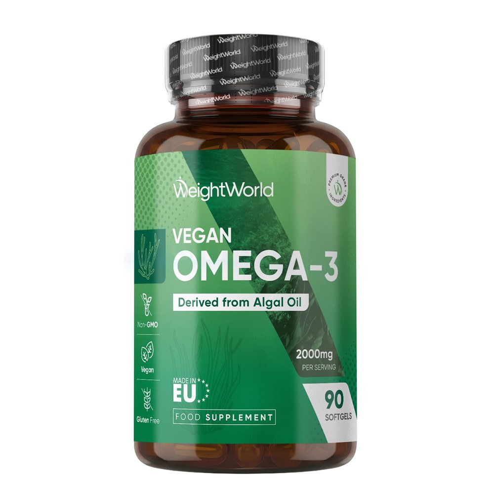 Vegan Omega 3 Supplement - 2000mg per Serving - 90 Softgels - 45 Days Supply - Derived from Algal Oil - 2 Softgels a Day - DHA and EPA-Rich Oil - Omega-3 Nutritional Supplements