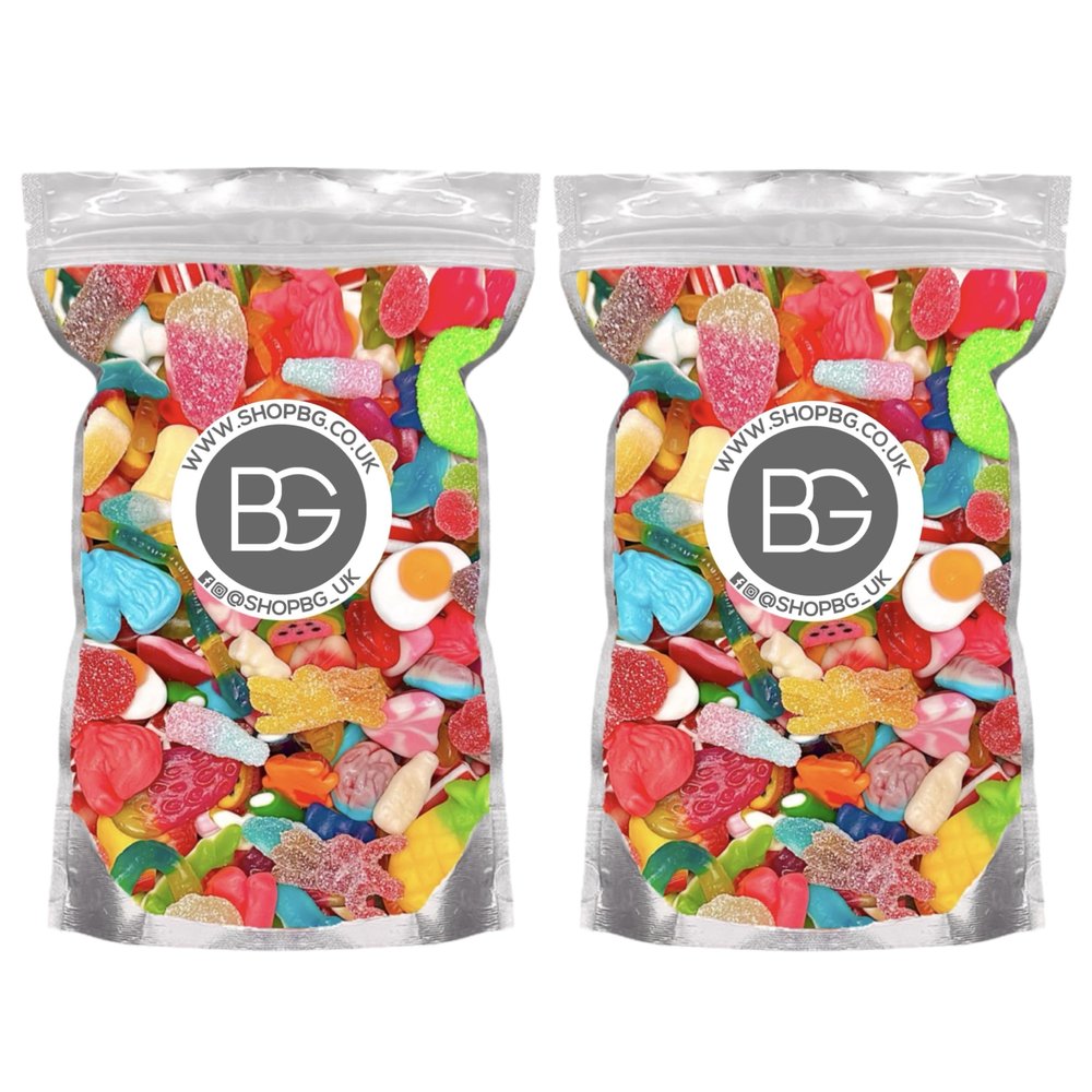 BG Pick & Mix Sweets - Sweeties Retro Candy Bundle Deal 2x Pouches - Mixed Sweets 800g