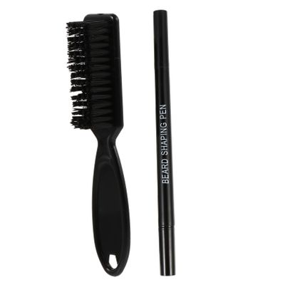 Beatifufu 2pcs Professional Beard Grooming Kit Beard Pen Filling Brush Pens Compact for Travel Home Use