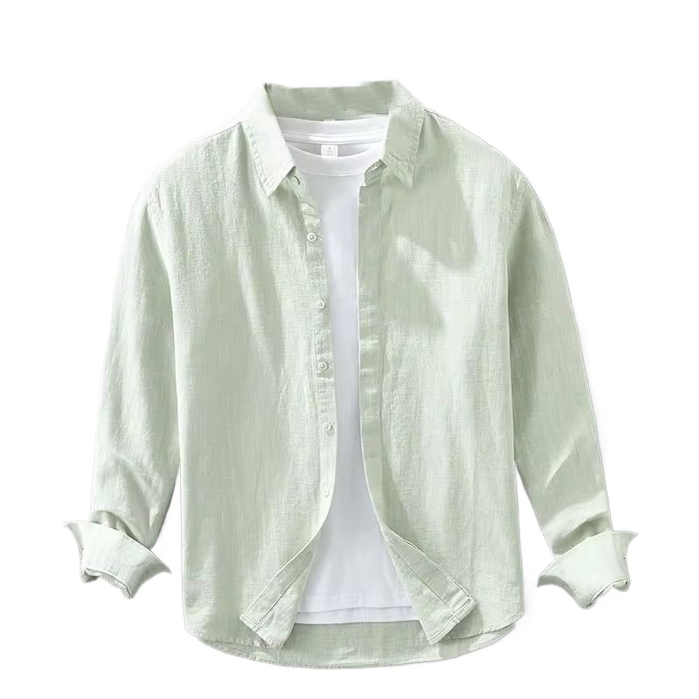 Spring Breathable Casual Long Sleeve Shirts for Men Clothing Linen Cotton Simple Turn Down Collar Soft EN8 XL