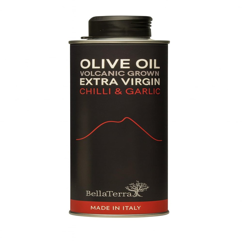 Chilli & Garlic Volcanic Extra Virgin Olive Oil | High Polyphenol | Sicilian, Cold Pressed, Gourmet Flavoured, 250ml  BellaTerra