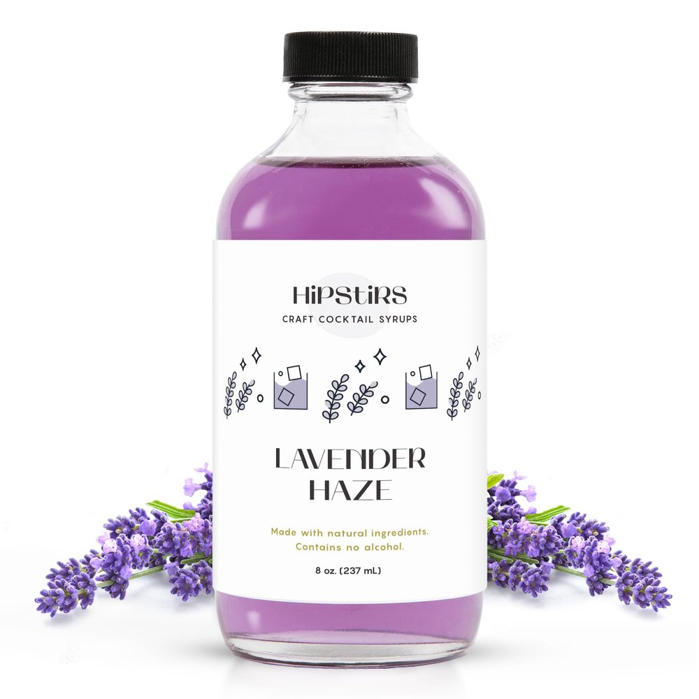 HipStirs Lavender Haze Syrup - Real Ingredients are in our Luxurious Lavender Syrup for Drinks - Using Natural Flavoring to keep your Cocktails Non-GMO, Gluten Free & Vegan (8 oz)