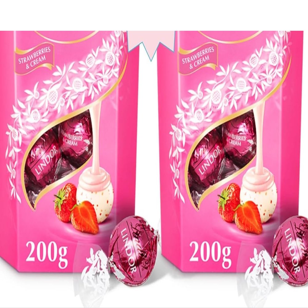 Lindrs strawberries & cream chocolate truffles 2 boxes - 200g each