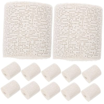 KOMBIUDA 12pcs Plaster Cloth Rolls Hand-Painted Gauze Strips for Craft White Plaster Wrap Bandages Rolls for DIY Scenery Mold and Hobby Crafts