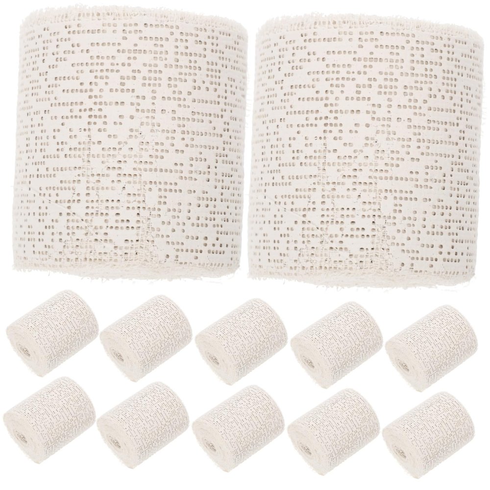 KOMBIUDA 12pcs Plaster Cloth Rolls Hand-Painted Gauze Strips for Craft White Plaster Wrap Bandages Rolls for DIY Scenery Mold and Hobby Crafts