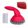 Cast Iron Scrubber with Pan Scraper & Towl, 316 Chainmail Scrubber with Long Handle, Upgraded Chain Mail Scrubber Cleaner for Grill Pan Skillet Wok Carbon Steel Dutch Oven Metal Brush (Red) view 1