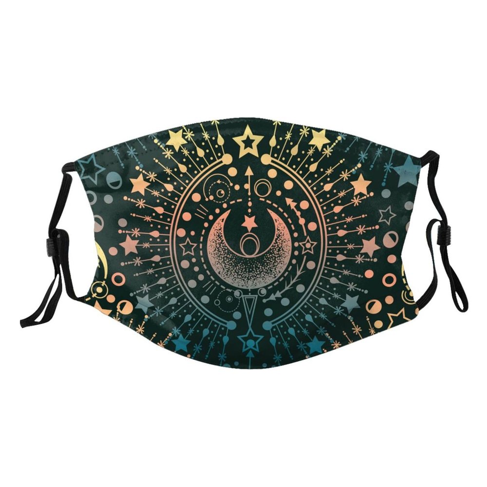 Reusable Cloth Face Mask,Mystical And Magical Pattern Adult Washable Face Cover With Adjustable Earloops Nose Wire